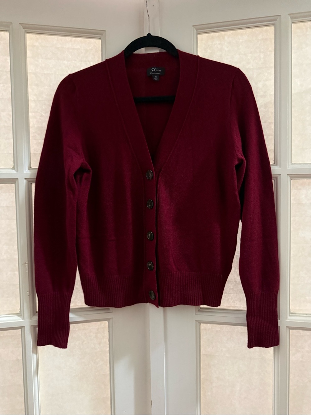 J. Crew Women's Button-Front V-Neck Cardigan - Wine